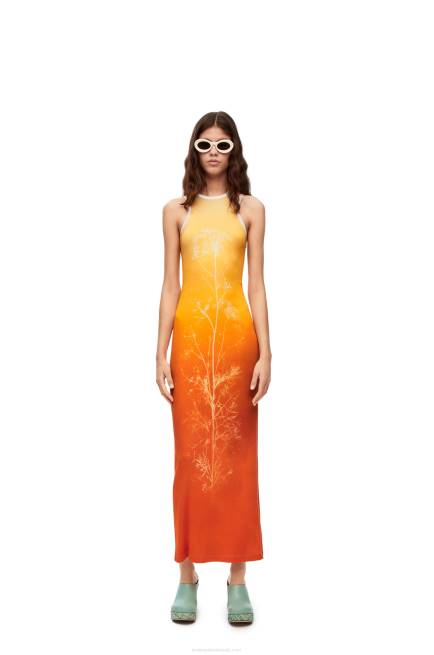 Yellow/Orange Fennel tank dress in cotton Loewe 84PR1041 Women