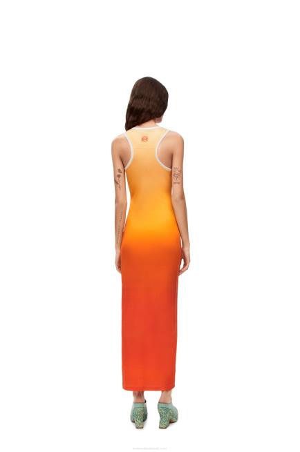 Yellow/Orange Fennel tank dress in cotton Loewe 84PR1041 Women