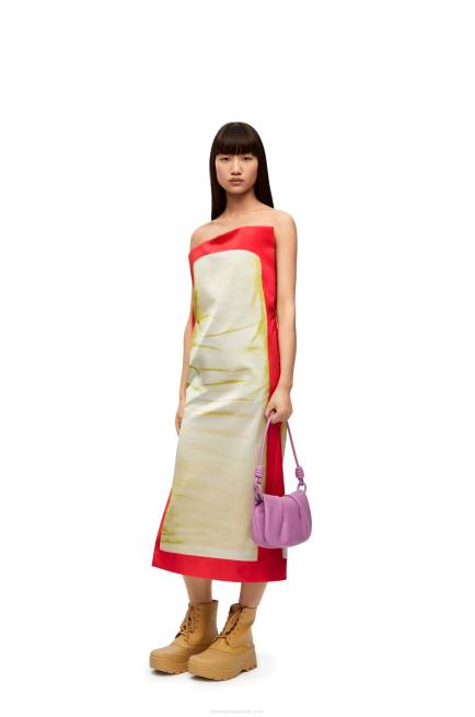 Yellow/Red Bustier dress in technical satin Loewe 84PR1032 Women