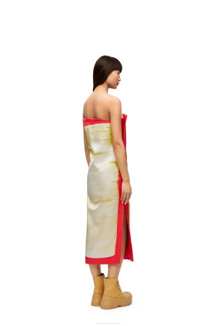 Yellow/Red Bustier dress in technical satin Loewe 84PR1032 Women