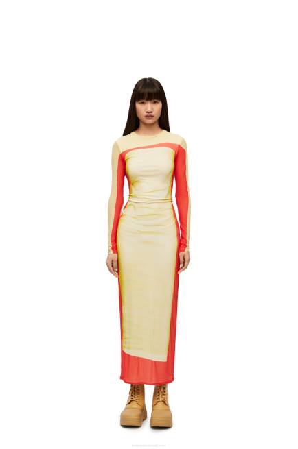 Yellow/Red Tube dress in mesh Loewe 84PR1031 Women