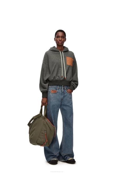 Charcoal Relaxed fit hoodie in cotton Loewe 84PR811 Women