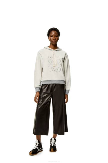 Grey Melange Anagram regular fit hoodie in cotton Loewe 84PR824 Women