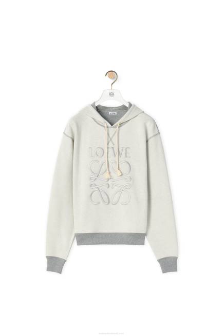 Grey Melange Anagram regular fit hoodie in cotton Loewe 84PR824 Women