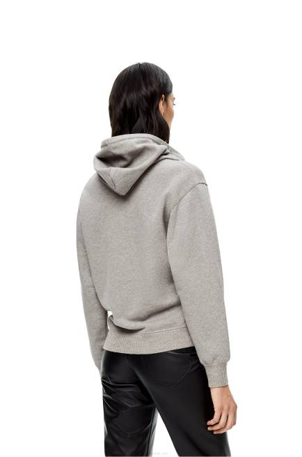 Grey Melange Anagram regular fit hoodie in cotton Loewe 84PR826 Women
