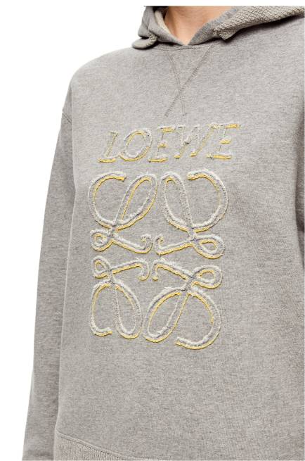 Grey Melange Anagram regular fit hoodie in cotton Loewe 84PR826 Women