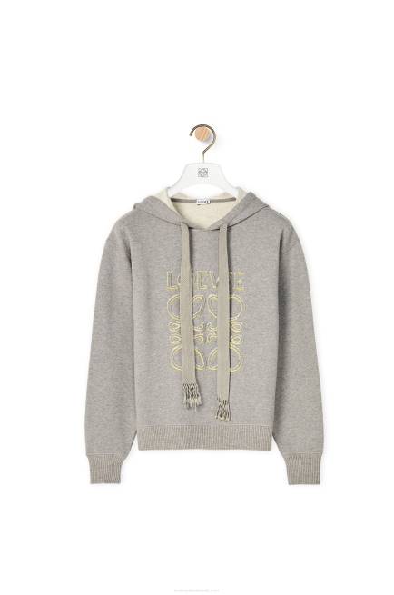 Grey Melange Anagram regular fit hoodie in cotton Loewe 84PR826 Women