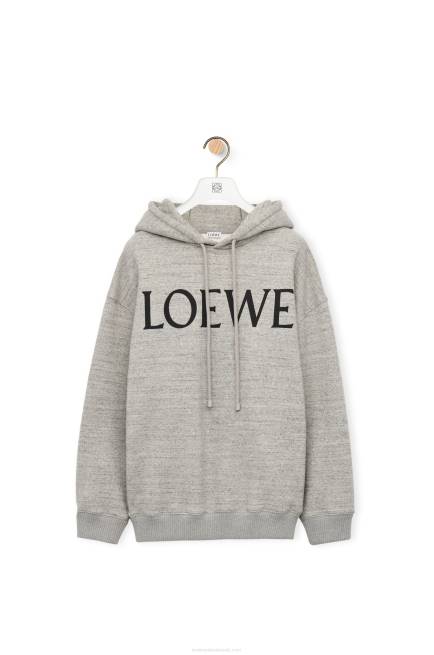 Grey Melange Oversized fit hoodie in cotton Loewe 84PR810 Women
