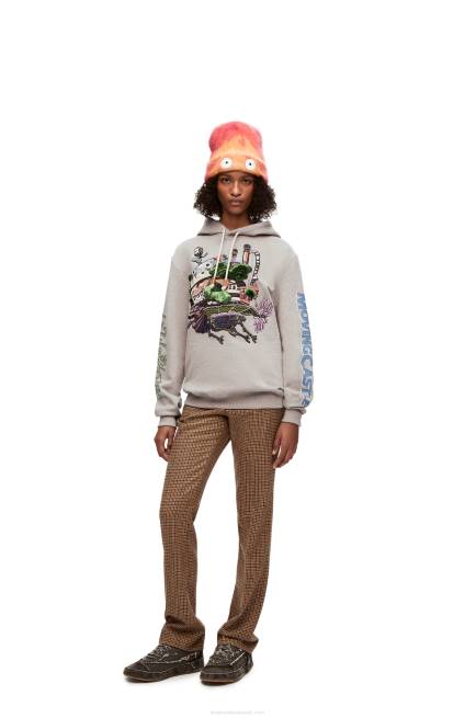 Grey Moving Castle embroidered hoodie in cotton Loewe 84PR840 Women
