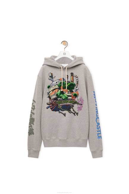 Grey Moving Castle embroidered hoodie in cotton Loewe 84PR840 Women