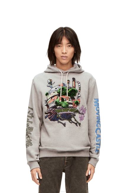 Grey Moving Castle embroidered hoodie in cotton Loewe 84PR840 Women