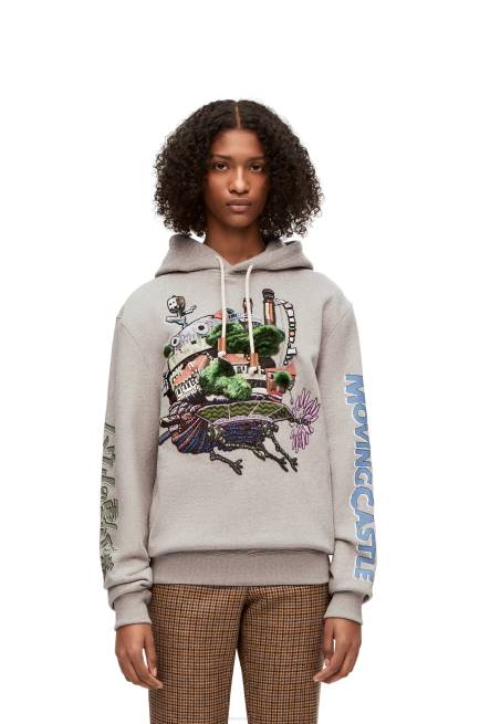 Grey Moving Castle embroidered hoodie in cotton Loewe 84PR840 Women