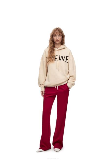 Ivory Oversized fit hoodie in cotton Loewe 84PR801 Women