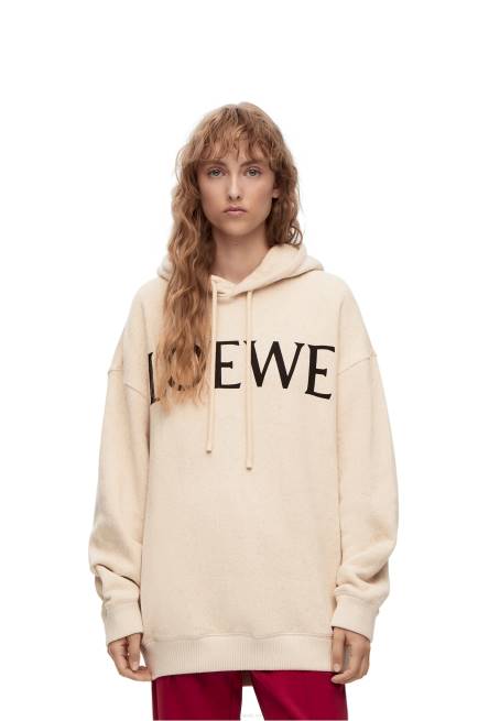 Ivory Oversized fit hoodie in cotton Loewe 84PR801 Women