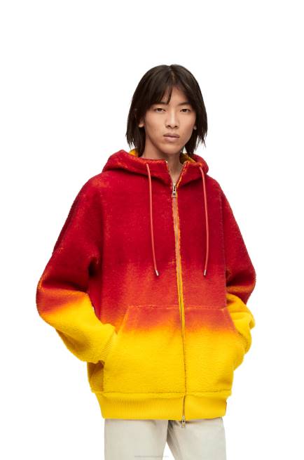 Multicolor Calcifer intarsia hoodie in shearling Loewe 84PR839 Women