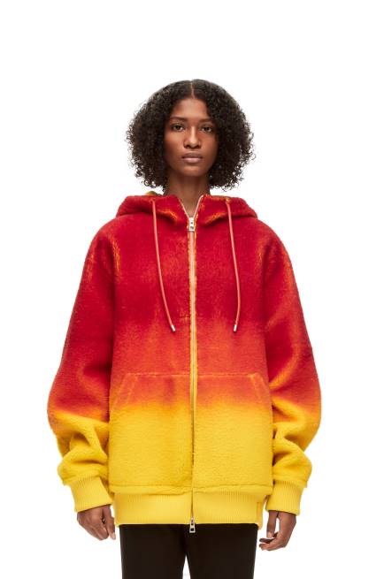 Multicolor Calcifer intarsia hoodie in shearling Loewe 84PR839 Women
