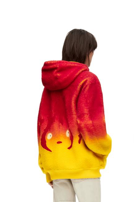 Multicolor Calcifer intarsia hoodie in shearling Loewe 84PR839 Women