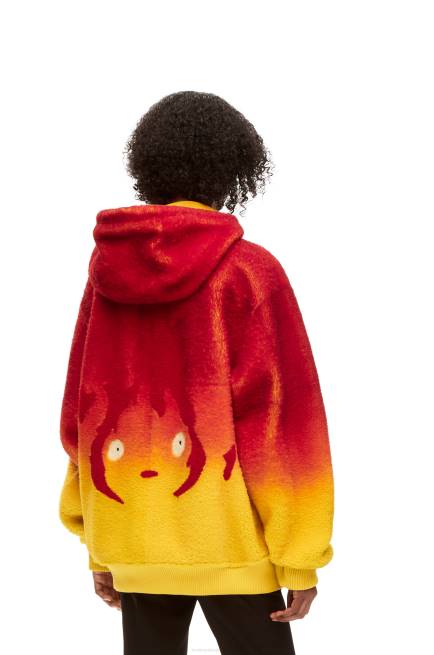 Multicolor Calcifer intarsia hoodie in shearling Loewe 84PR839 Women