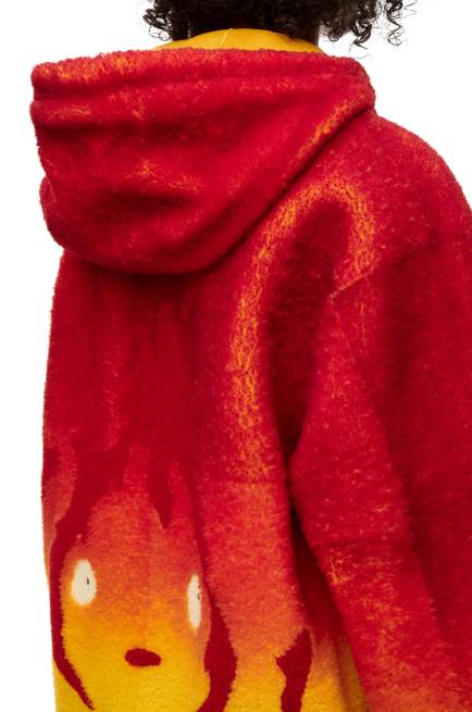 Multicolor Calcifer intarsia hoodie in shearling Loewe 84PR839 Women