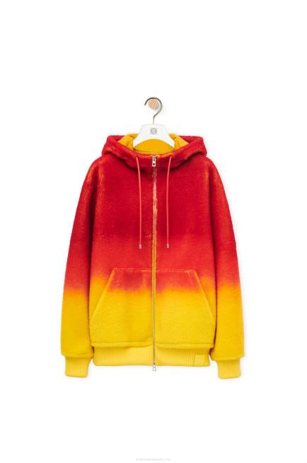 Multicolor Calcifer intarsia hoodie in shearling Loewe 84PR839 Women