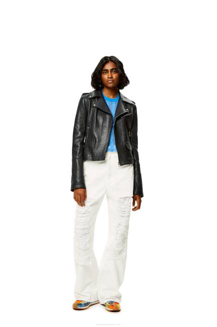 Black Biker jacket in nappa Loewe 84PR1137 Women