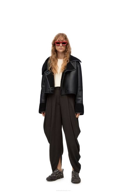 Black Deconstructed jacket in shearling Loewe 84PR1131 Women