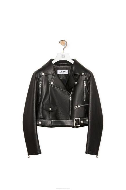 Black/Multicolor Anthurium biker jacket in nappa Loewe 84PR1110 Women