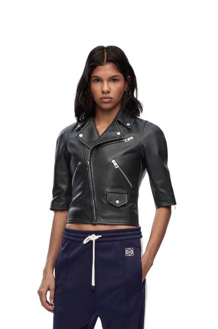 Black Short biker jacket in nappa Loewe 84PR1116 Women