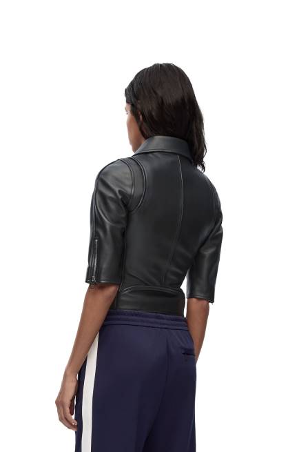 Black Short biker jacket in nappa Loewe 84PR1116 Women
