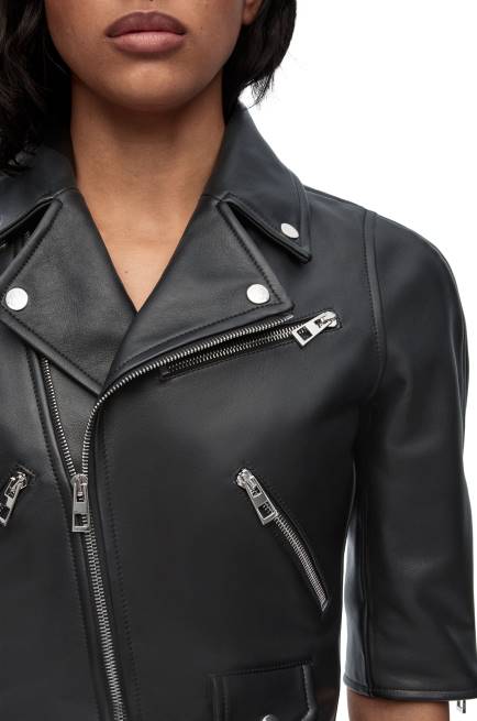 Black Short biker jacket in nappa Loewe 84PR1116 Women