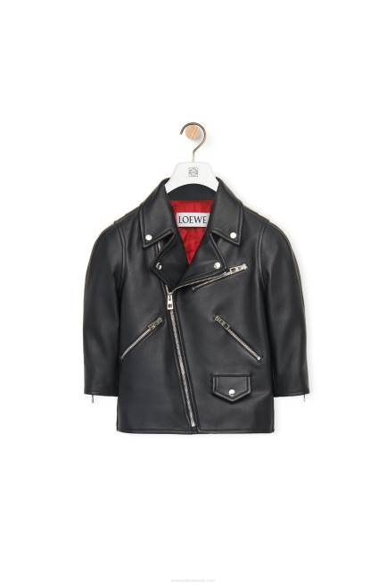 Black Short biker jacket in nappa Loewe 84PR1116 Women