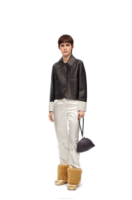 Black Turn-up jacket in nappa lambskin Loewe 84PR1134 Women