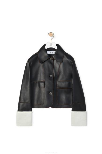 Black Turn-up jacket in nappa lambskin Loewe 84PR1134 Women