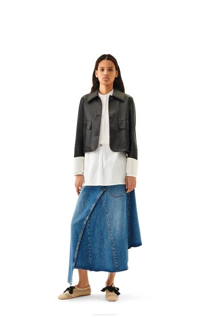 Black Turn-up jacket in nappa lambskin Loewe 84PR1149 Women