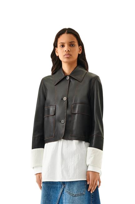 Black Turn-up jacket in nappa lambskin Loewe 84PR1149 Women