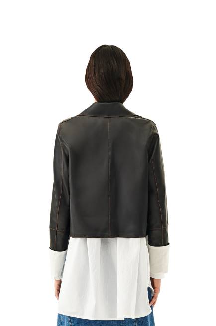 Black Turn-up jacket in nappa lambskin Loewe 84PR1149 Women
