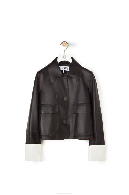 Black Turn-up jacket in nappa lambskin Loewe 84PR1149 Women