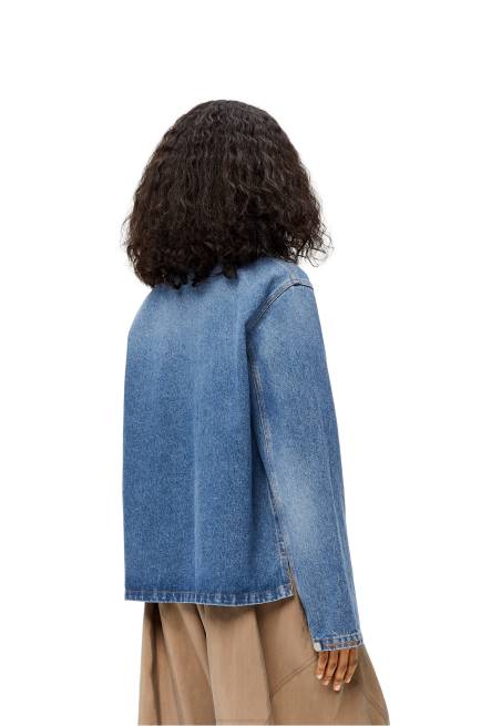Blue Denim Anagram short jacket in cotton Loewe 84PR1201 Women