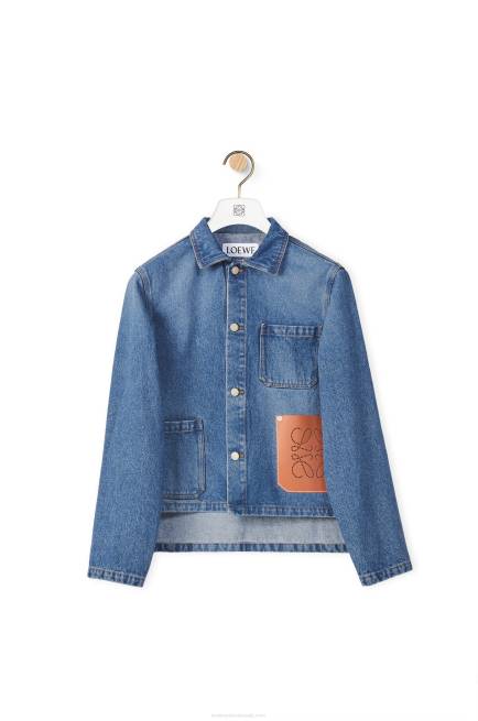 Blue Denim Anagram short jacket in cotton Loewe 84PR1201 Women