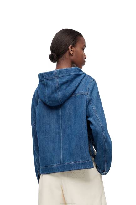 Blue/Red Cropped workwear jacket in denim Loewe 84PR1162 Women
