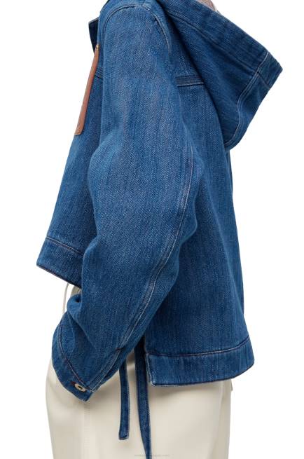 Blue/Red Cropped workwear jacket in denim Loewe 84PR1162 Women