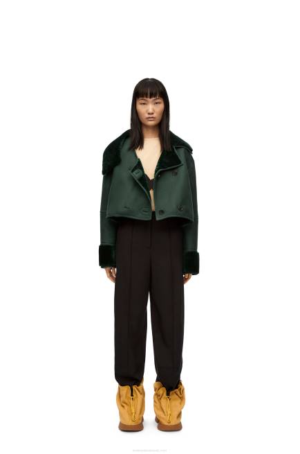 Bottle Green Deconstructed jacket in shearling Loewe 84PR1132 Women