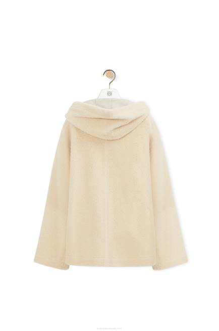 Cream/Blue/Purple Hooded zip jacket in shearling Loewe 84PR1142 Women