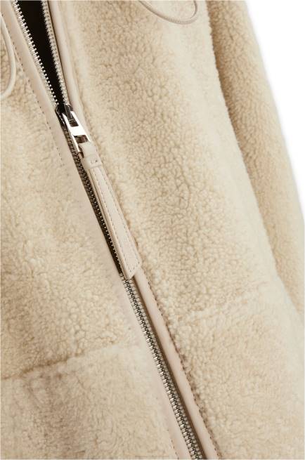 Cream/Blue/Purple Hooded zip jacket in shearling Loewe 84PR1142 Women