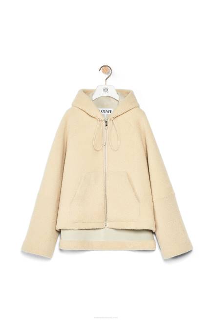 Cream/Blue/Purple Hooded zip jacket in shearling Loewe 84PR1142 Women