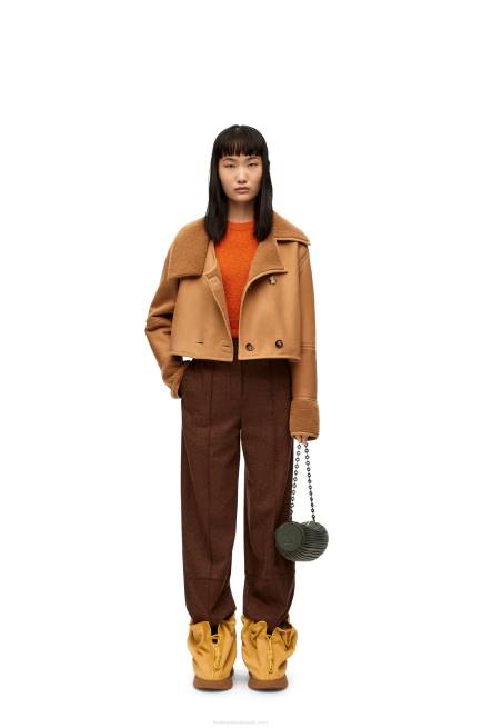 Desert/Burgundy Deconstructed jacket in shearling Loewe 84PR1130 Women