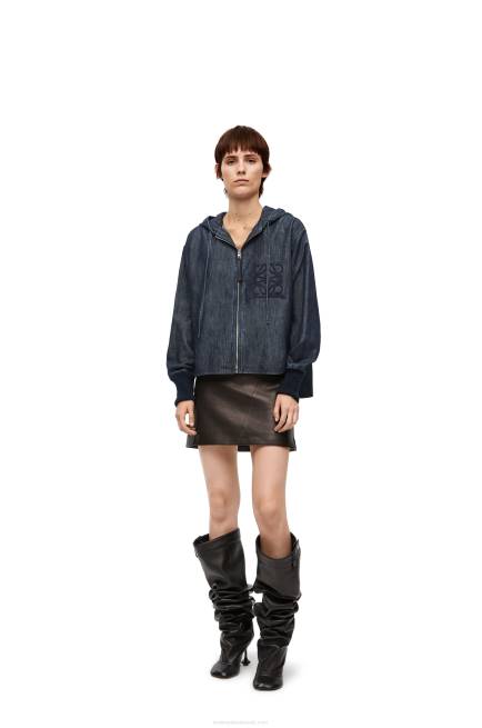 Indigo Hooded jacket in denim Loewe 84PR1164 Women