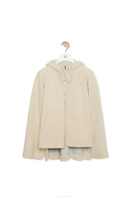 Ivory Hooded jacket in shearling Loewe 84PR1127 Women