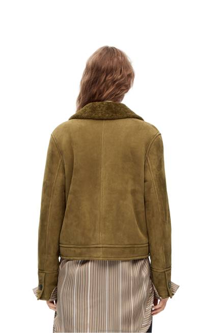 Khaki Green Short jacket in shearling Loewe 84PR1125 Women