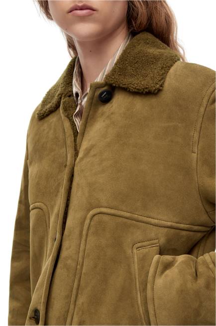 Khaki Green Short jacket in shearling Loewe 84PR1125 Women